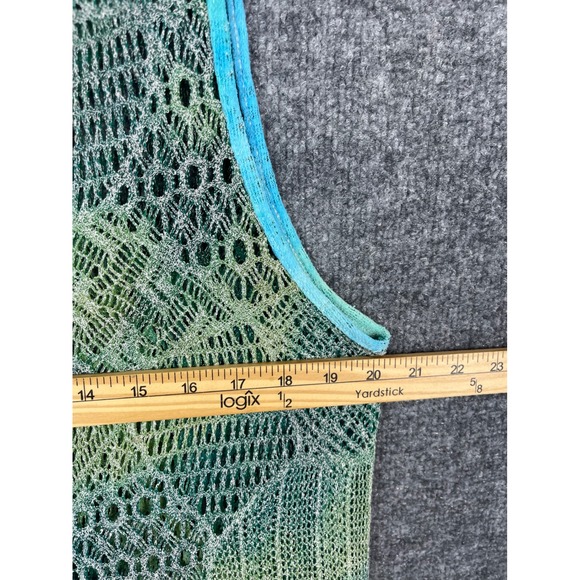 Lily by Firatoglu Tunic Tank Women XL Green Blue Excellent Crochet Sharkbite Hem - Picture 6 of 12